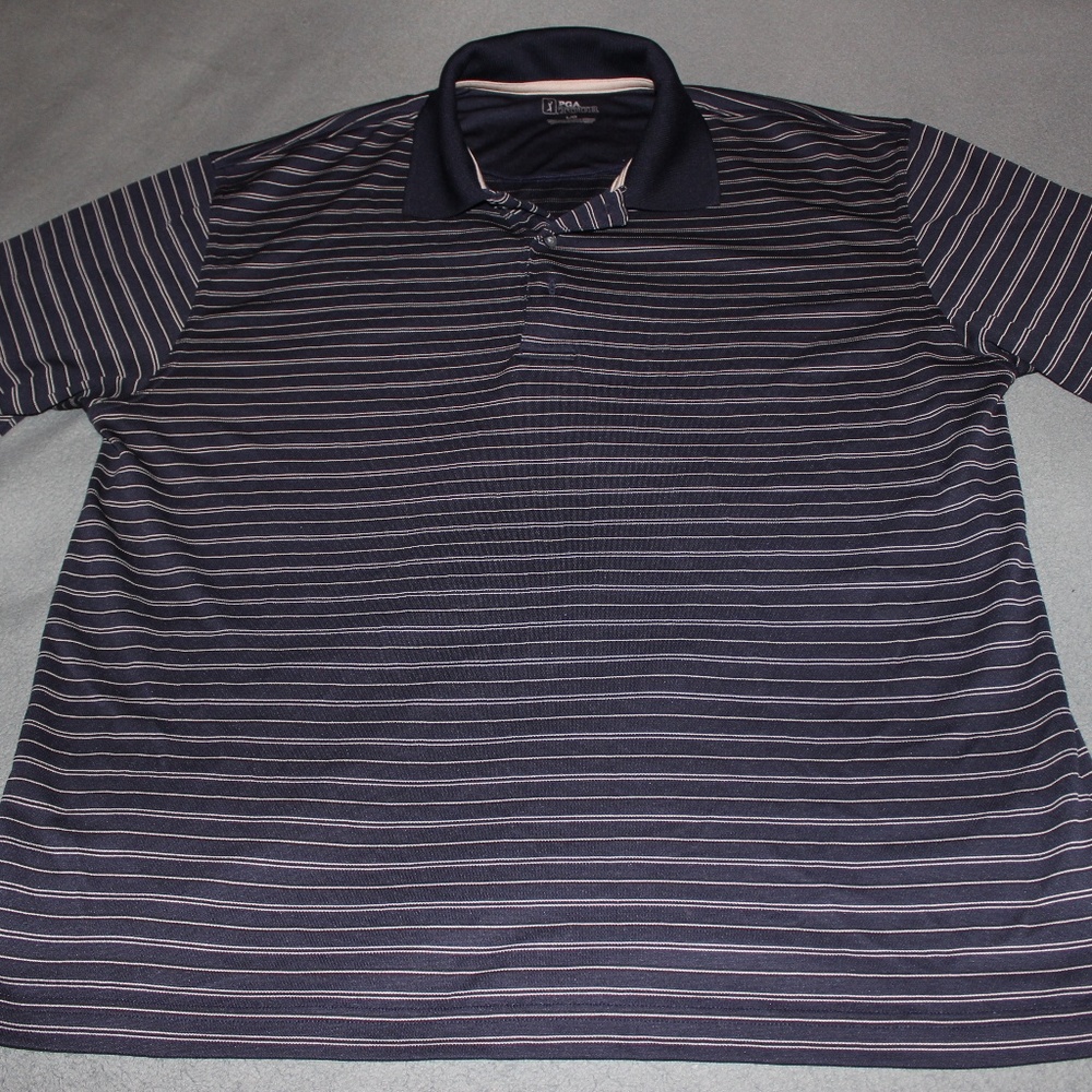 PGA Tour polo dark blue with pinstripes